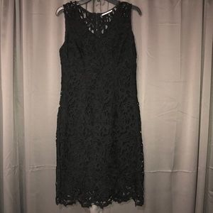 T Tahari lace overlay cocktail dress in black